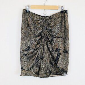 ISABEL MARANT metallic silk skirt animal print